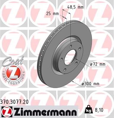 Zimmermann 370.3077.20 - Гальмівний диск autozip.com.ua