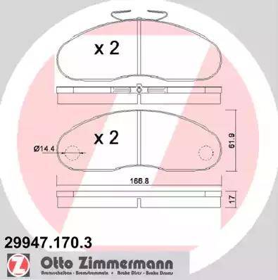 Zimmermann 29947.170.3 - Гальмівні колодки, дискові гальма autozip.com.ua