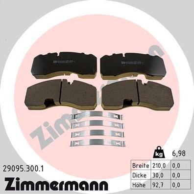 Zimmermann 29095.300.1 - Гальмівні колодки, дискові гальма autozip.com.ua