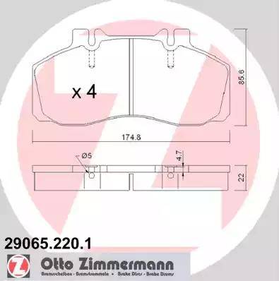 Zimmermann 29065.220.1 - Гальмівні колодки, дискові гальма autozip.com.ua