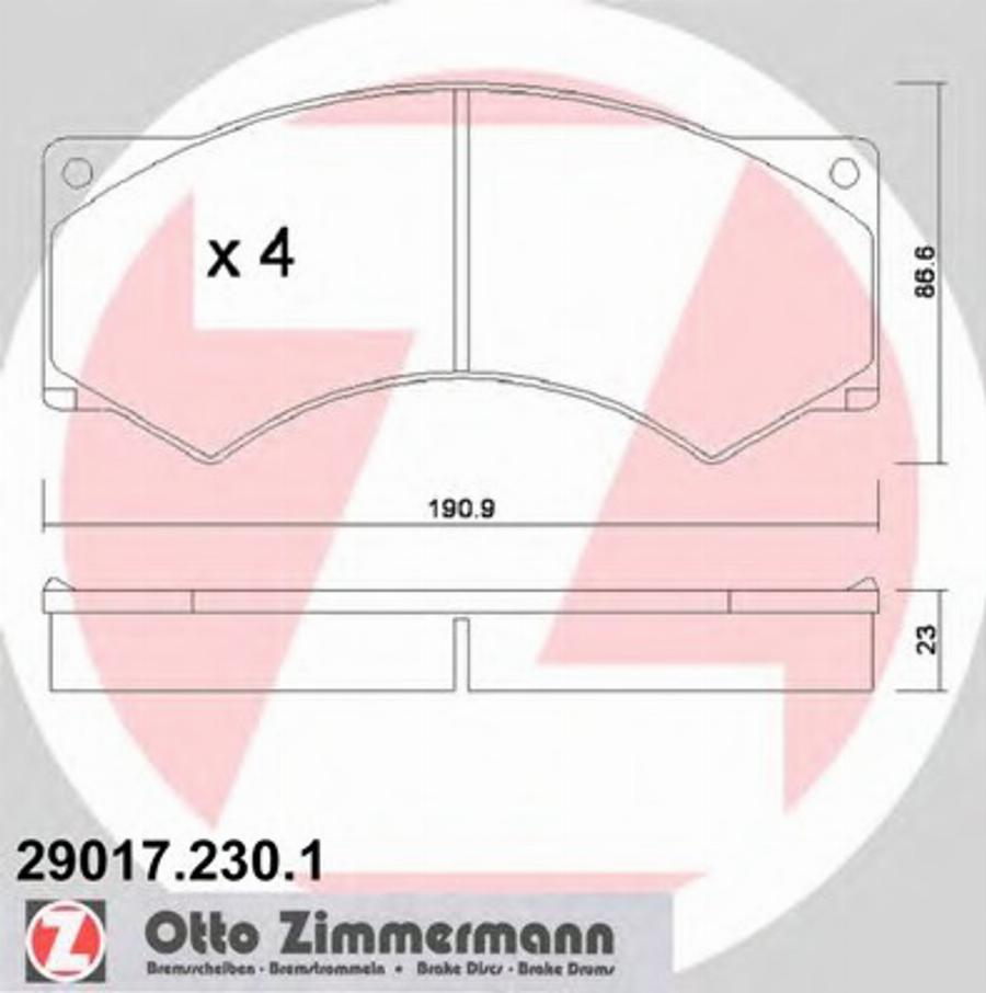 Zimmermann 29017.230.1 - Гальмівні колодки, дискові гальма autozip.com.ua