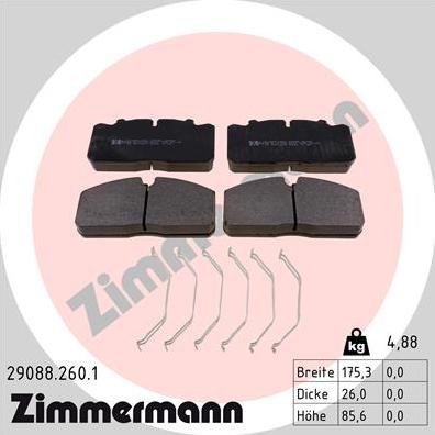 Zimmermann 29088.260.1 - Гальмівні колодки, дискові гальма autozip.com.ua