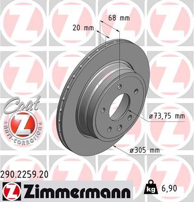 Zimmermann 290.2259.20 - Гальмівний диск autozip.com.ua
