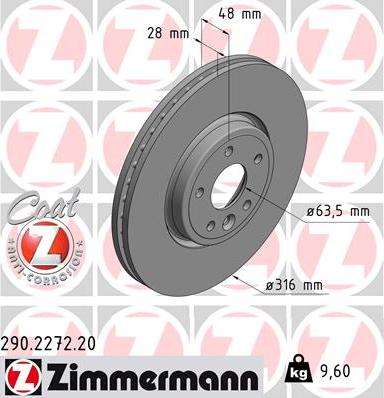 Zimmermann 290.2272.20 - Гальмівний диск autozip.com.ua
