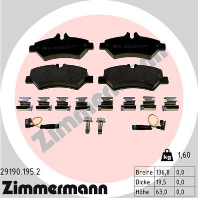 Zimmermann 29190.195.2 - Гальмівні колодки, дискові гальма autozip.com.ua
