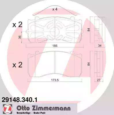 Zimmermann 29148.340.1 - Гальмівні колодки, дискові гальма autozip.com.ua