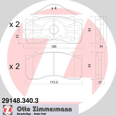 Zimmermann 29148.340.3 - Гальмівні колодки, дискові гальма autozip.com.ua