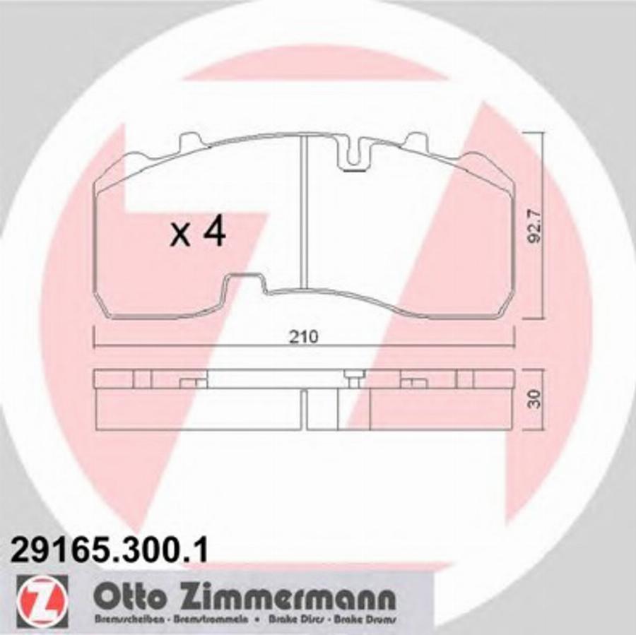 Zimmermann 29165.300.1 - Гальмівні колодки, дискові гальма autozip.com.ua