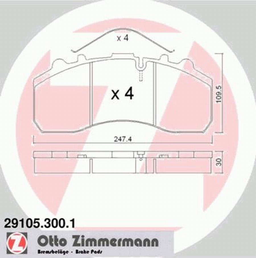 Zimmermann 291053001 - Гальмівні колодки, дискові гальма autozip.com.ua