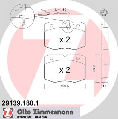 Zimmermann 29139.180.1 - Гальмівні колодки, дискові гальма autozip.com.ua