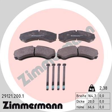 Zimmermann 29121.200.1 - Гальмівні колодки, дискові гальма autozip.com.ua