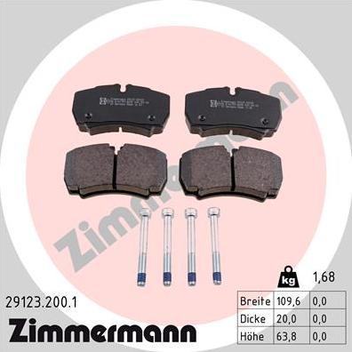Zimmermann 29123.200.1 - Гальмівні колодки, дискові гальма autozip.com.ua