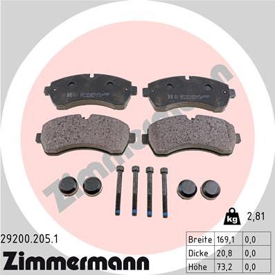 Zimmermann 29200.205.1 - Гальмівні колодки, дискові гальма autozip.com.ua