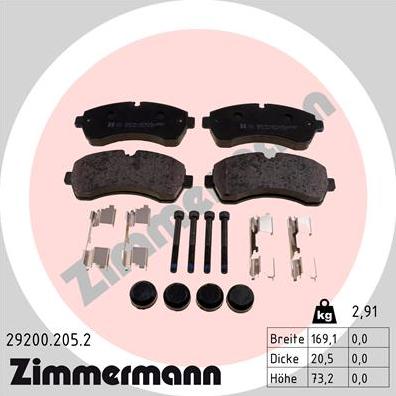 Zimmermann 29200.205.2 - Гальмівні колодки, дискові гальма autozip.com.ua