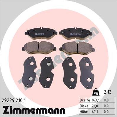 Zimmermann 29229.210.1 - Гальмівні колодки, дискові гальма autozip.com.ua