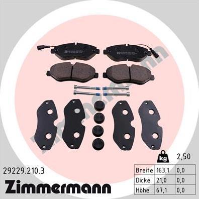 Zimmermann 29229.210.3 - Гальмівні колодки, дискові гальма autozip.com.ua