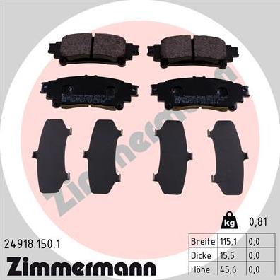 Zimmermann 24918.150.1 - Гальмівні колодки, дискові гальма autozip.com.ua