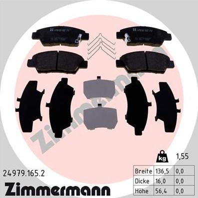 Zimmermann 24979.165.2 - Гальмівні колодки, дискові гальма autozip.com.ua