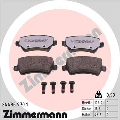 Zimmermann 24496.970.1 - Гальмівні колодки, дискові гальма autozip.com.ua