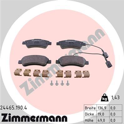 Zimmermann 24465.190.4 - Гальмівні колодки, дискові гальма autozip.com.ua