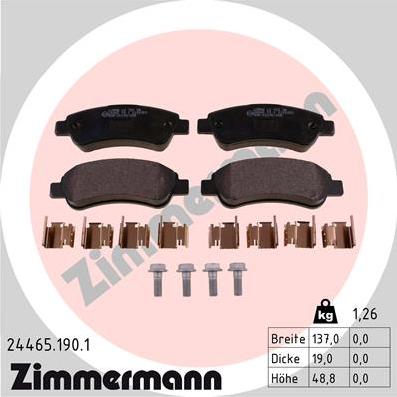 Zimmermann 24465.190.1 - Гальмівні колодки, дискові гальма autozip.com.ua