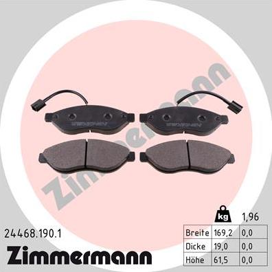 Zimmermann 24468.190.1 - Гальмівні колодки, дискові гальма autozip.com.ua