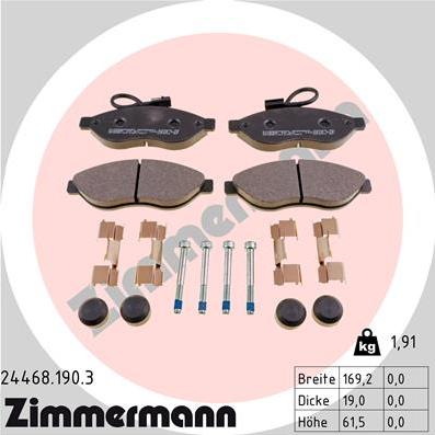 Zimmermann 24468.190.3 - Гальмівні колодки, дискові гальма autozip.com.ua