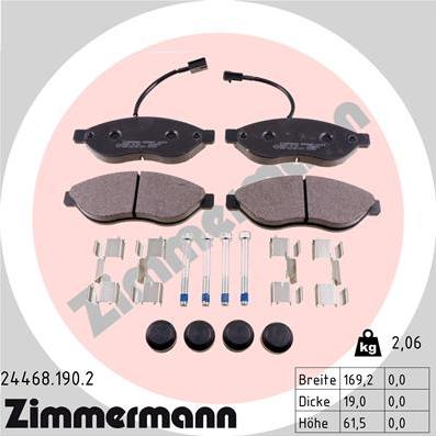 Zimmermann 24468.190.2 - Гальмівні колодки, дискові гальма autozip.com.ua