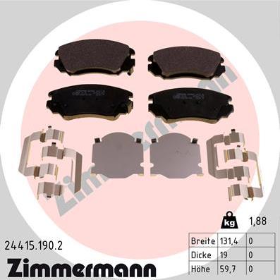 Zimmermann 24415.190.2 - Гальмівні колодки, дискові гальма autozip.com.ua