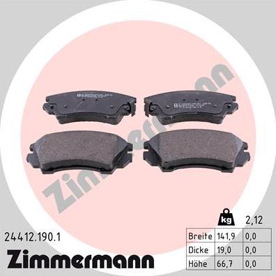 Zimmermann 24412.190.1 - Гальмівні колодки, дискові гальма autozip.com.ua