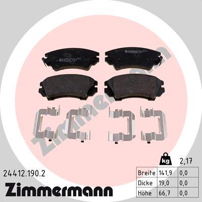 Zimmermann 24412.190.2 - Гальмівні колодки, дискові гальма autozip.com.ua