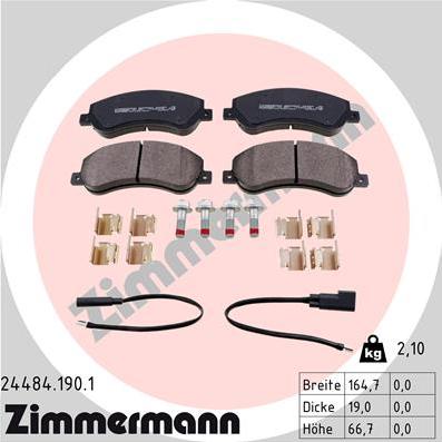 Zimmermann 24484.190.1 - Гальмівні колодки, дискові гальма autozip.com.ua