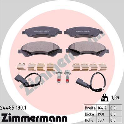 Zimmermann 24485.190.1 - Гальмівні колодки, дискові гальма autozip.com.ua