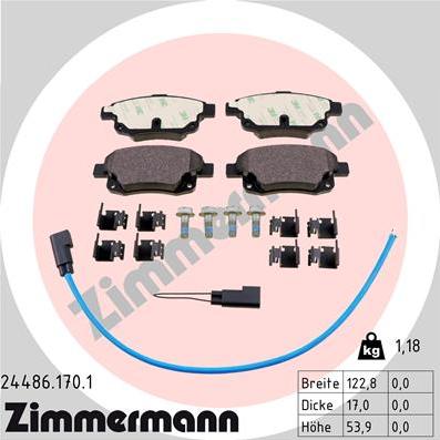 Zimmermann 24486.170.1 - Гальмівні колодки, дискові гальма autozip.com.ua