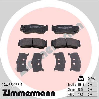 Zimmermann 24488.155.1 - Гальмівні колодки, дискові гальма autozip.com.ua
