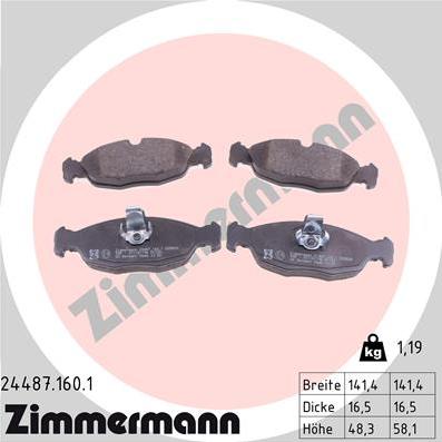 Zimmermann 24487.160.1 - Гальмівні колодки, дискові гальма autozip.com.ua