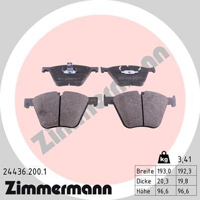 Zimmermann 24436.200.1 - Гальмівні колодки, дискові гальма autozip.com.ua