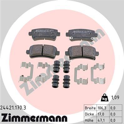 Zimmermann 24421.170.3 - Гальмівні колодки, дискові гальма autozip.com.ua