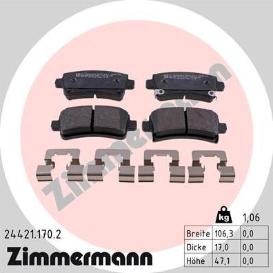 Zimmermann 24421.170.2 - Гальмівні колодки, дискові гальма autozip.com.ua