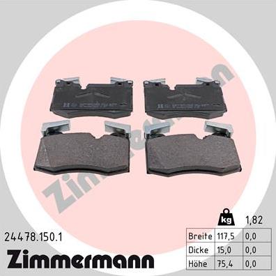 Zimmermann 24478.150.1 - Гальмівні колодки, дискові гальма autozip.com.ua