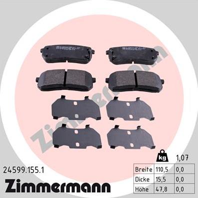 Zimmermann 24599.155.1 - Гальмівні колодки, дискові гальма autozip.com.ua