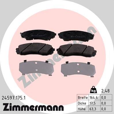 Zimmermann 24597.175.1 - Гальмівні колодки, дискові гальма autozip.com.ua