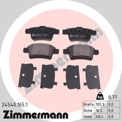 Zimmermann 24540.165.1 - Гальмівні колодки, дискові гальма autozip.com.ua