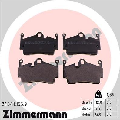 Zimmermann 24541.155.9 - Гальмівні колодки, дискові гальма autozip.com.ua