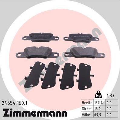 Zimmermann 24554.160.1 - Гальмівні колодки, дискові гальма autozip.com.ua