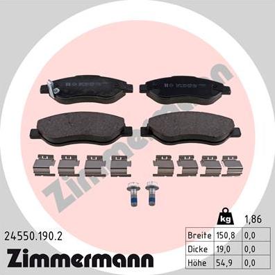 Zimmermann 24550.190.2 - Гальмівні колодки, дискові гальма autozip.com.ua