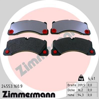 Zimmermann 24553.160.9 - Гальмівні колодки, дискові гальма autozip.com.ua