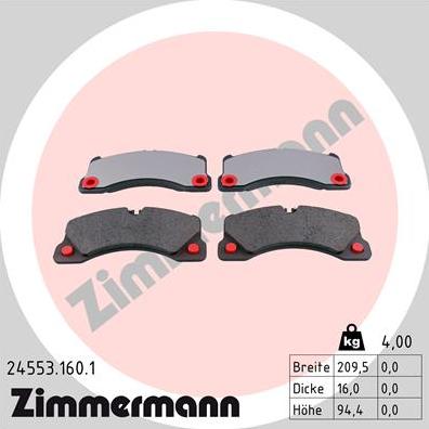 Zimmermann 24553.160.1 - Гальмівні колодки, дискові гальма autozip.com.ua