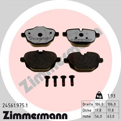 Zimmermann 24561.975.1 - Гальмівні колодки, дискові гальма autozip.com.ua