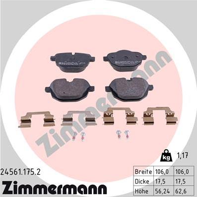 Zimmermann 24561.175.2 - Гальмівні колодки, дискові гальма autozip.com.ua